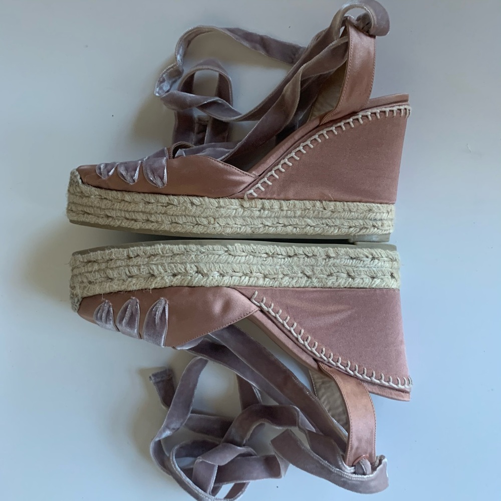 Castaner designer pink espadrille wedge 39 9